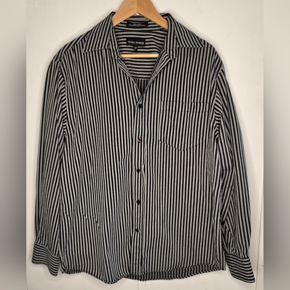 Mens Cotton Black And Grey Long Sleeve Striped Shirt. LG - Picture 1 of 7